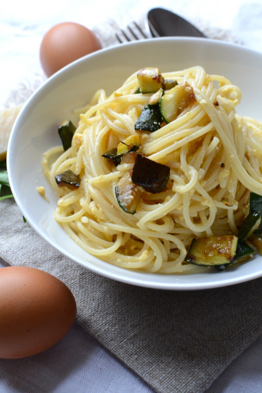 Pâtes à la carbonara de courgette #végétarien