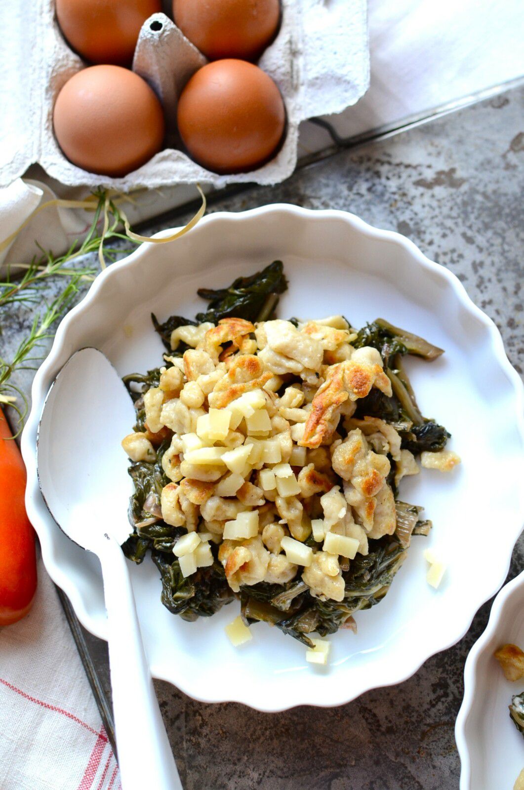 Poelée de feuilles de blettes et spatzle maison #végératien