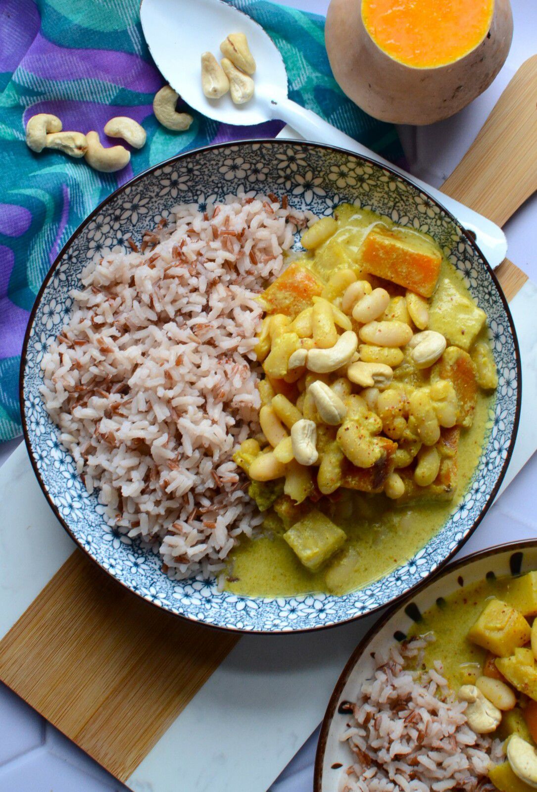 Curry butternut, céleri, lait de coco et haricots #vég