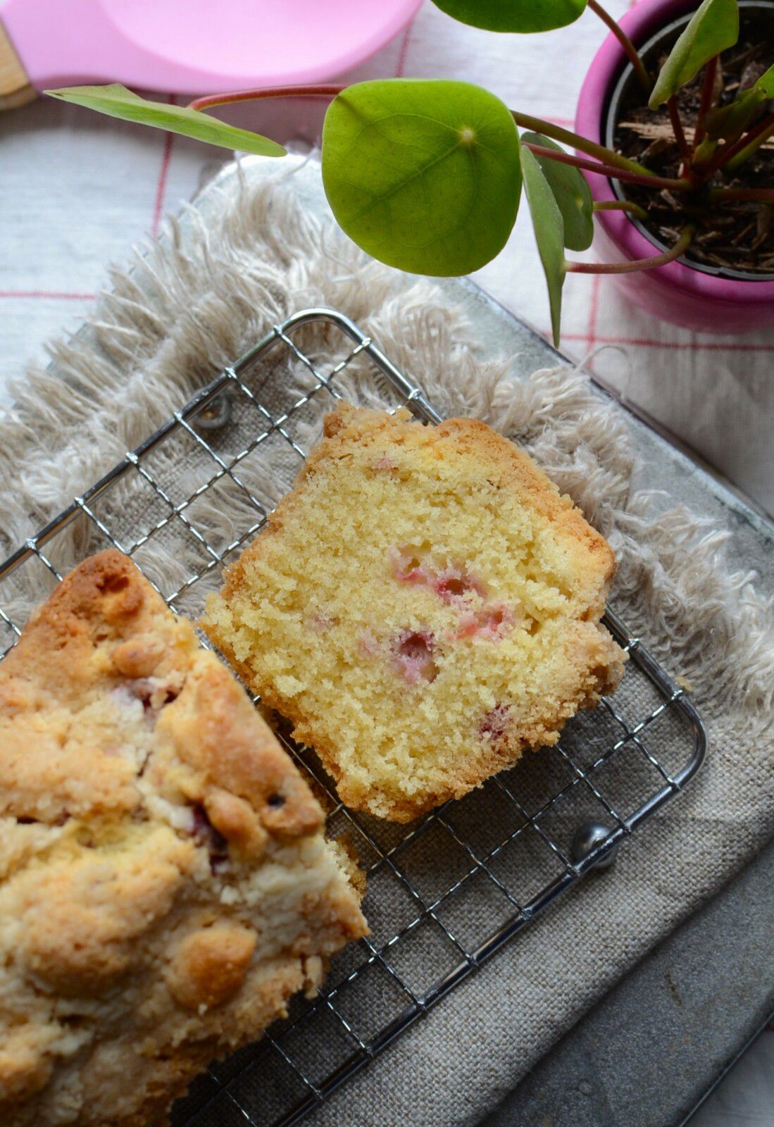 Mini cake crumble et framboises