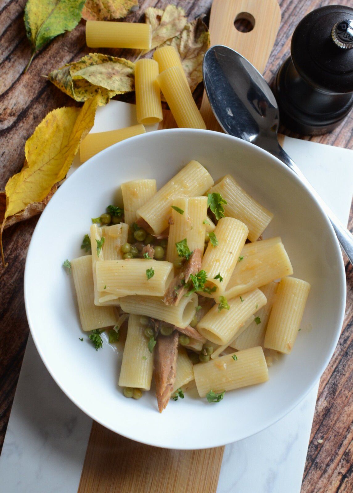 Pâtes, petits pois, thon et anchois #recette économique