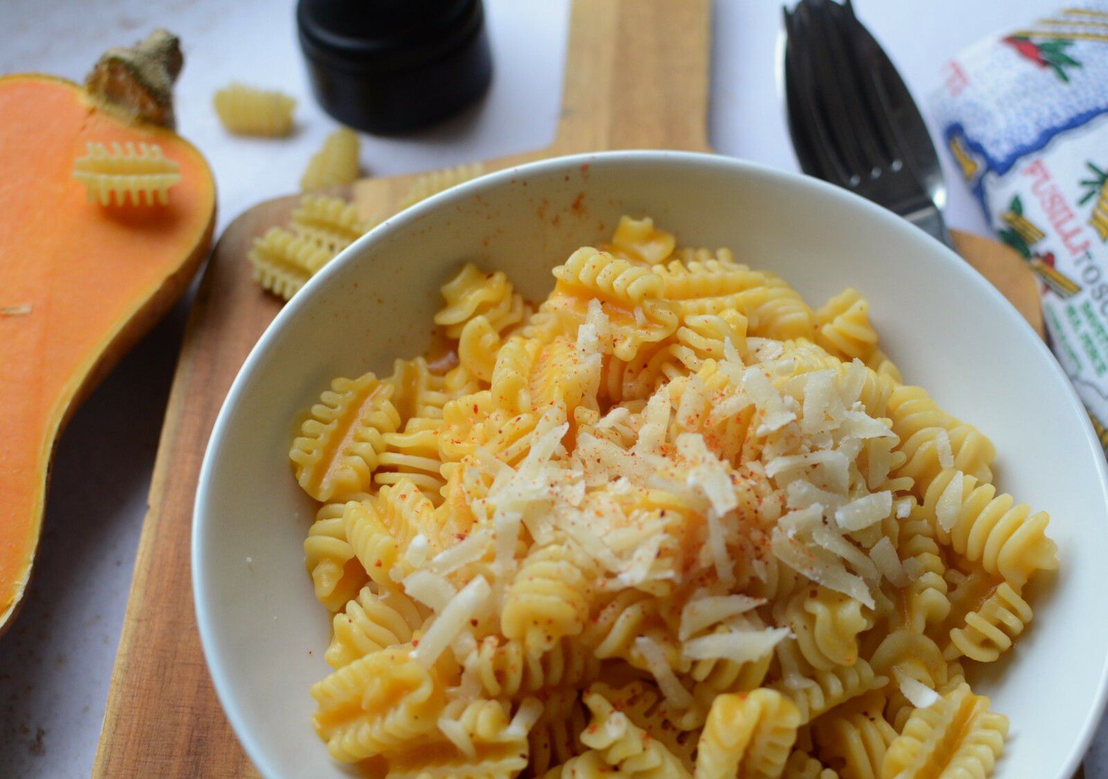 Pâtes crème de butternut parmesan #végétarien