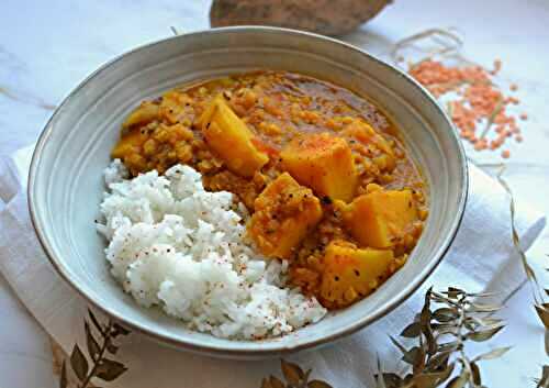 Curry patates douces lentilles corail #végétarien