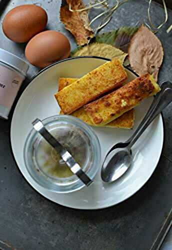 Oeuf cocote champignons et frites de polenta