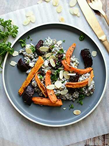 Salade de lentilles, carottes et betteraves au four #végétarien