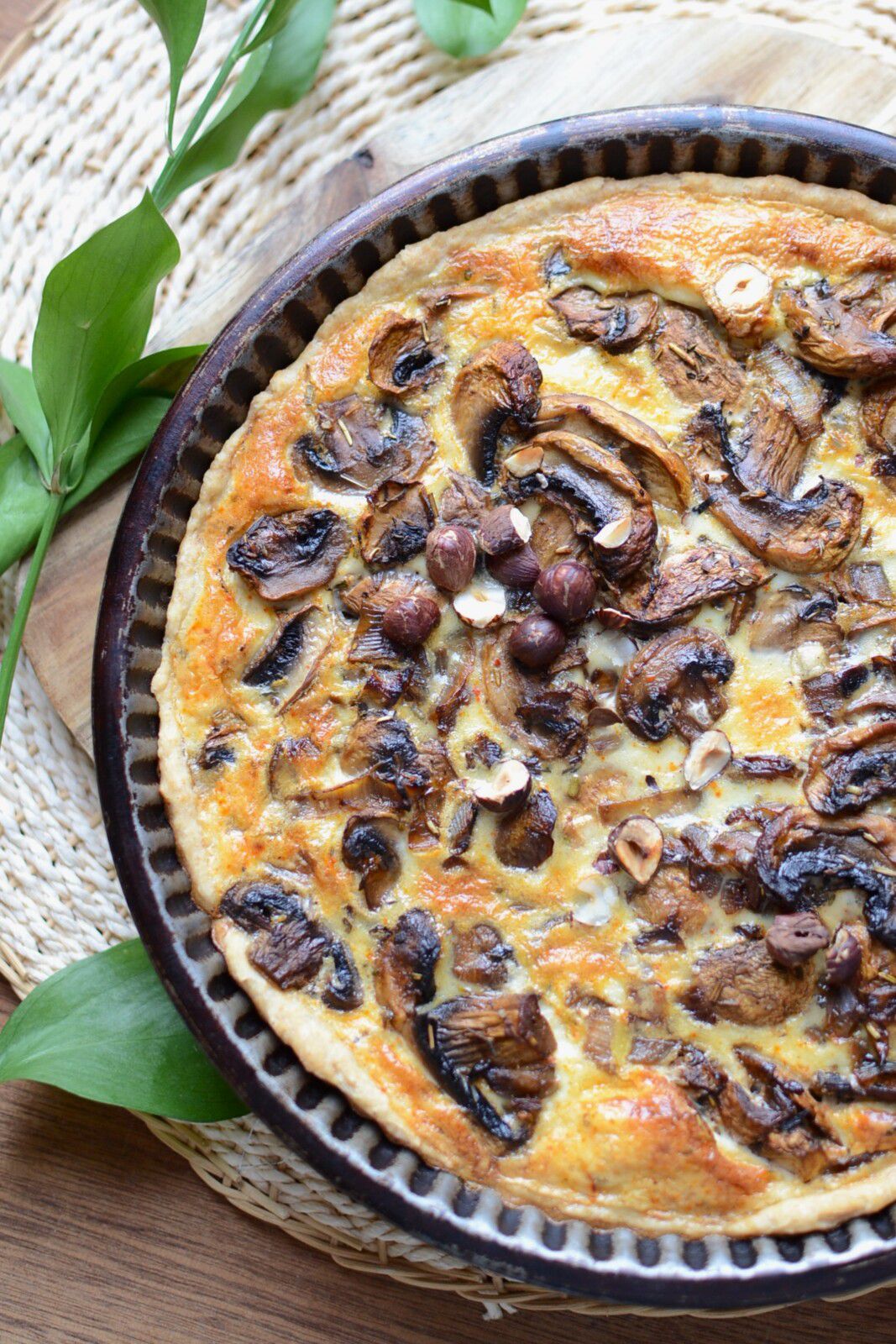 Tarte champignons échalote et noisettes #végétarien