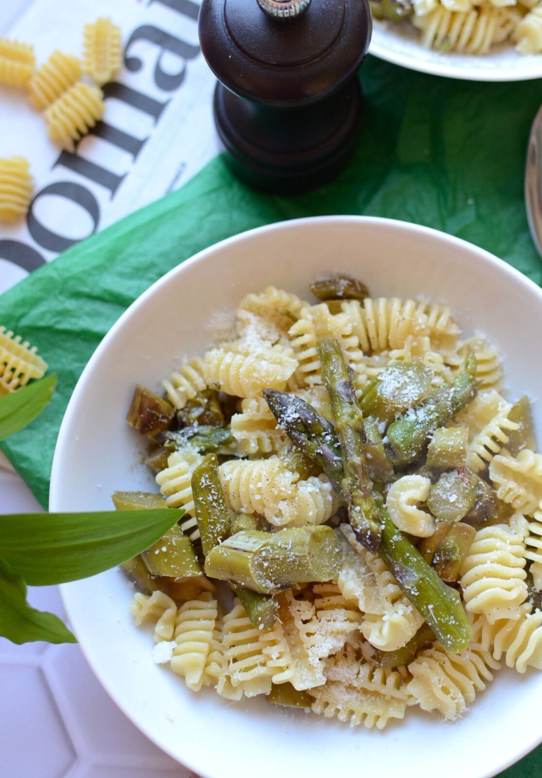 Pâtes et asperges vertes #végétarien