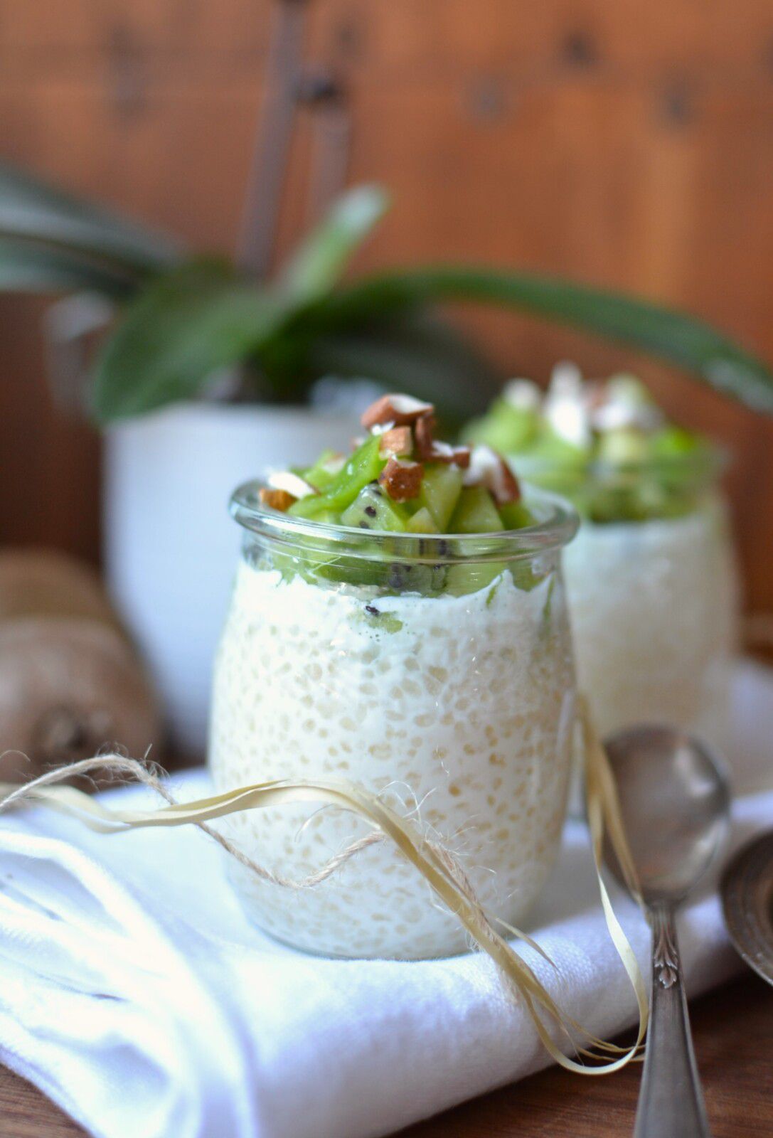 Pouding de tapioca kiwi et amandes