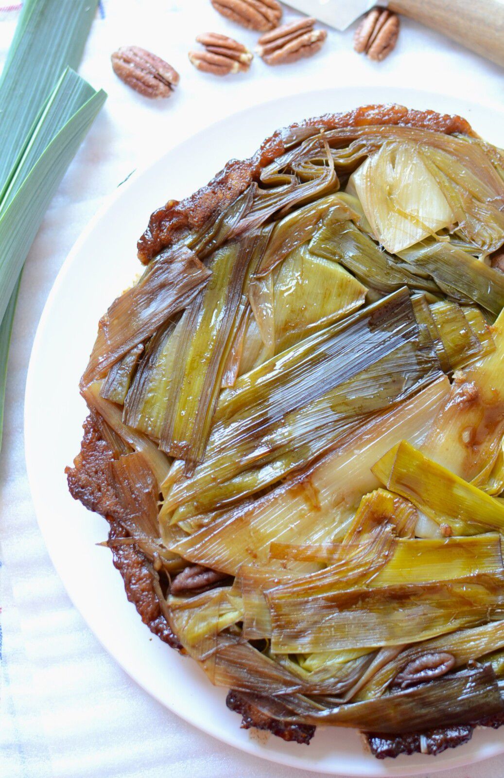 Tatin de poireaux Conté et noix de Pécan #végétarien
