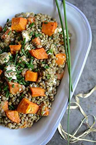 Salade de lentilles patate douce et fromage #végétarien