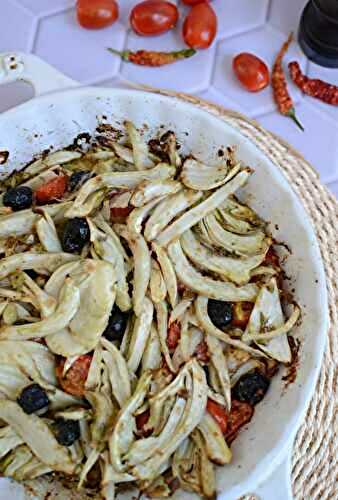 Fenouil au four tomates cerises olives parmesan et chapelure #végétarien