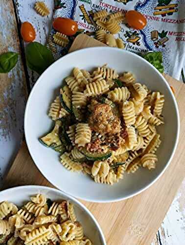 Pâtes pesto de tomates séchées et courgettes #végétarien