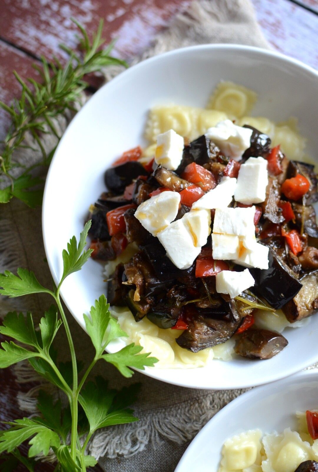 Ravioles du Dauphiné, aubergine, poivron #végétarien