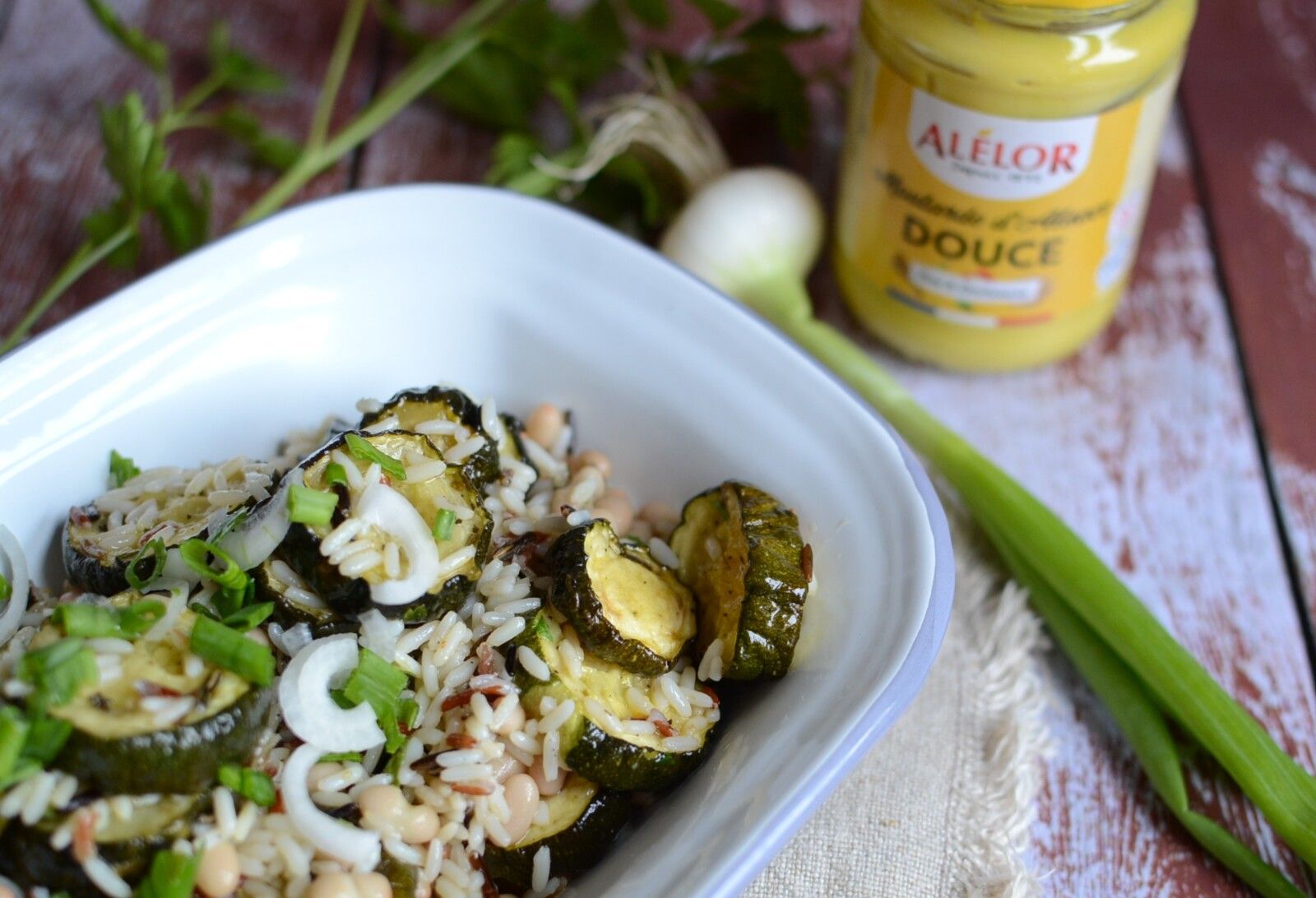 Salade de riz, haricots blancs et courgette rôtie #vég