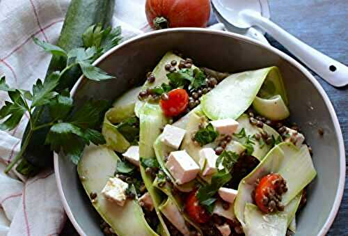 Salade de lentilles  féta et courgette marinée #vég
