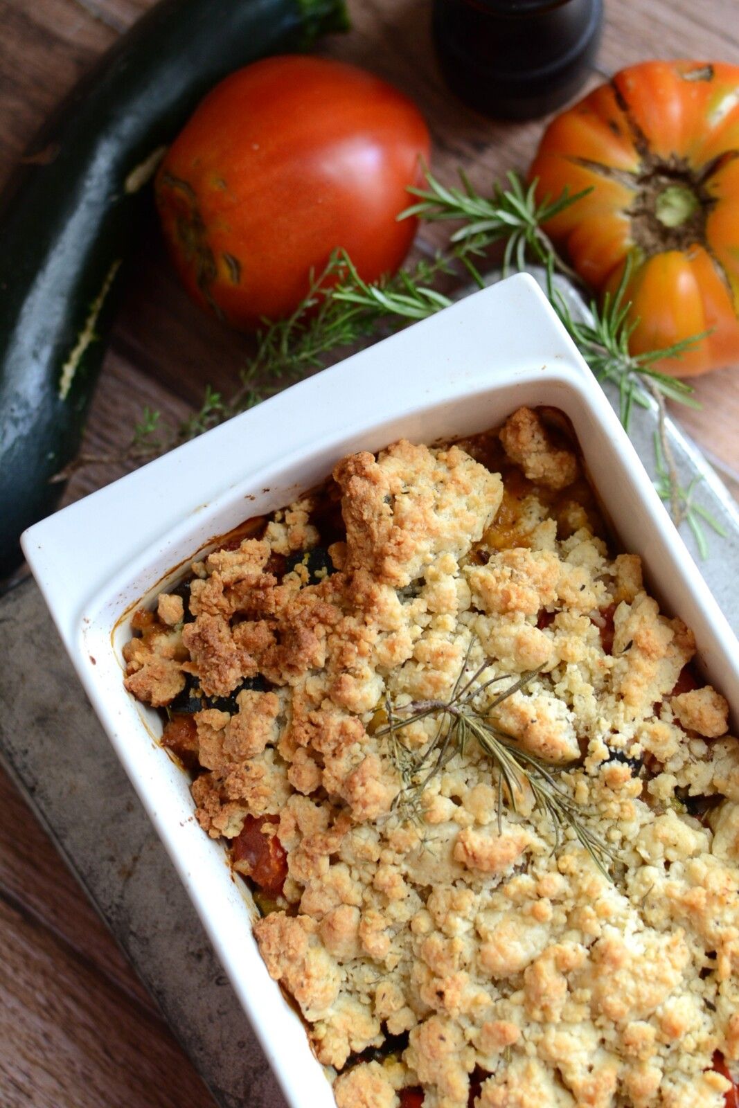 Crumble tomates  courgettes poivron #végétarien