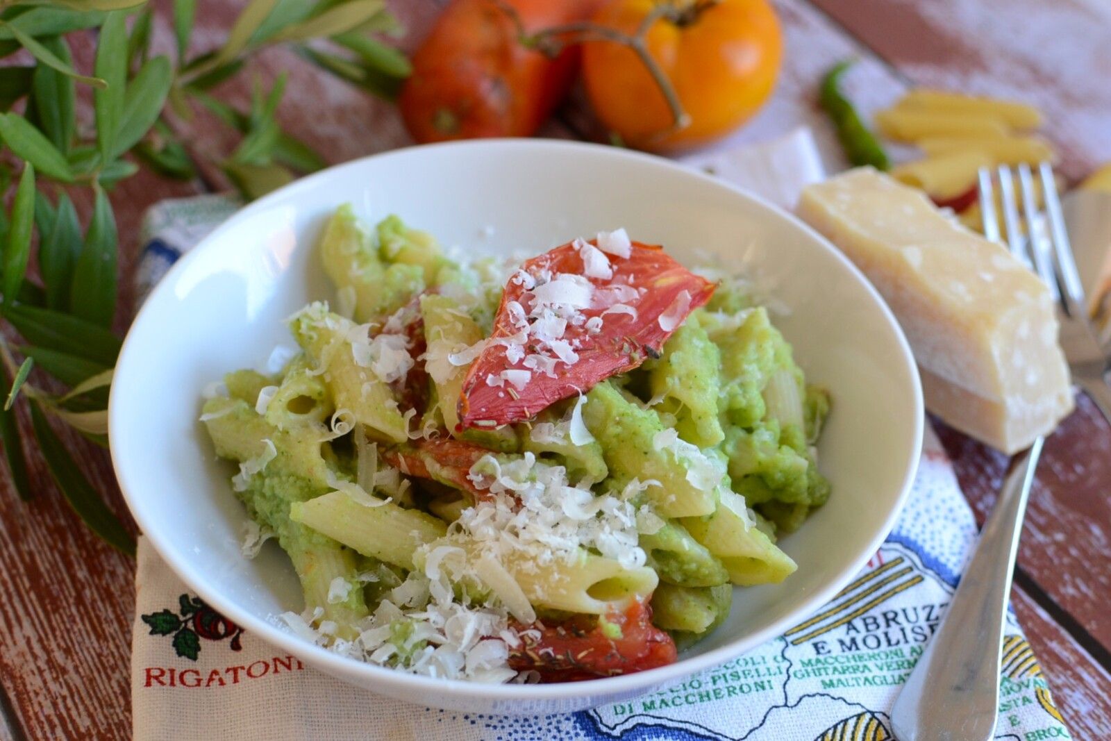Pâtes coulis de brocoli et tomates rôties #végétarien