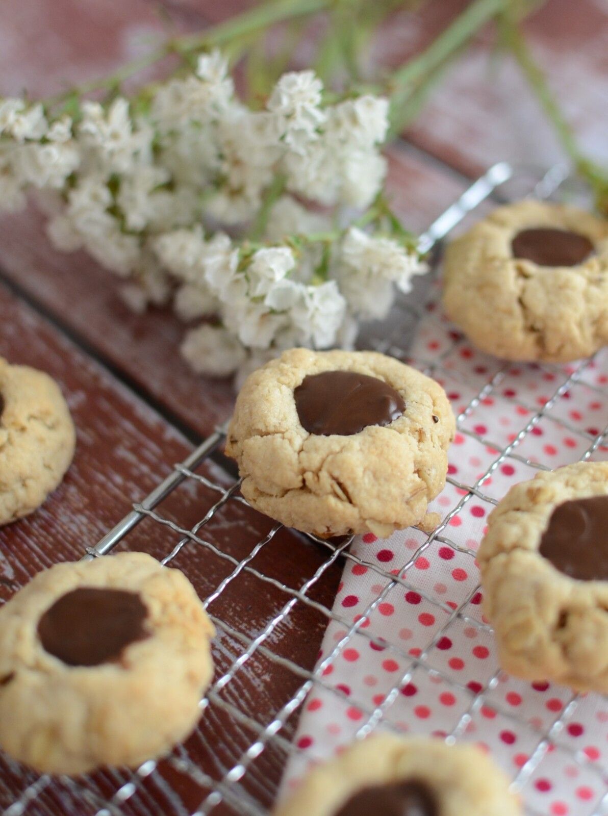 Biscuits aux flocons d'avoine, purée de cacahouète et chocolat #vég
