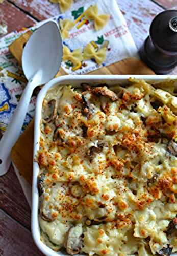 Gratin de pâtes béchamel champignons et mozzarella #végétarien
