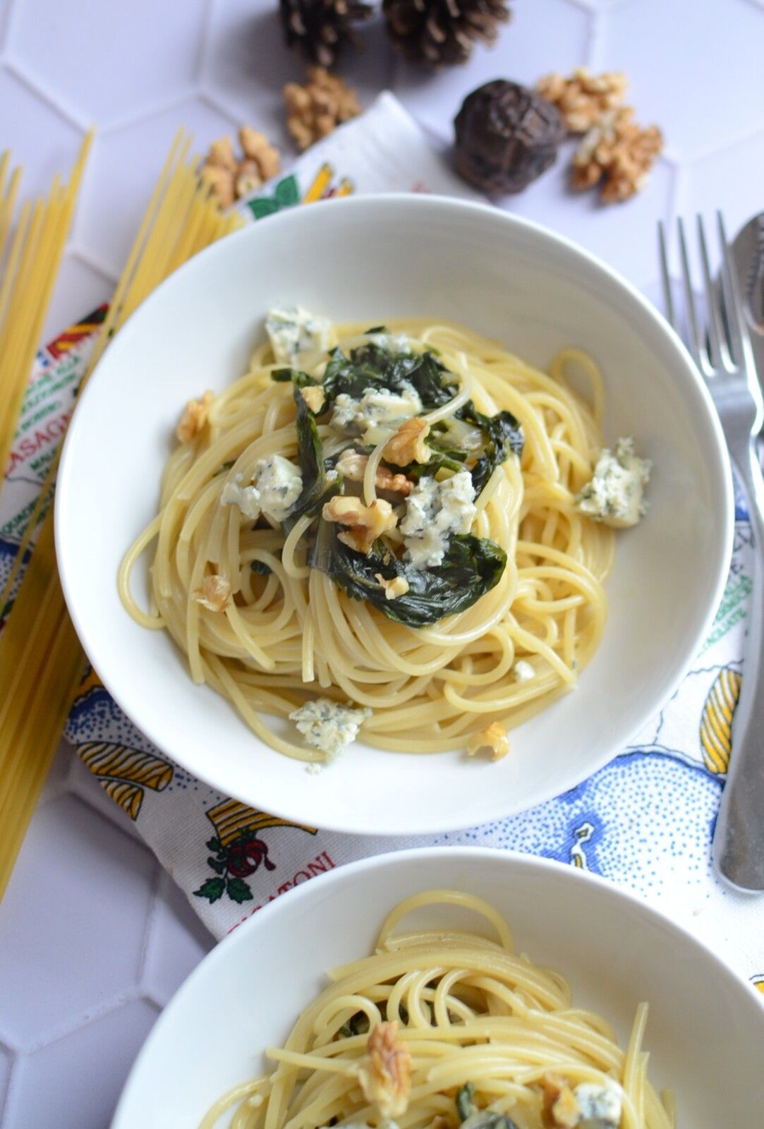 Pâtes blettes fromage bleu et noix #végétarien