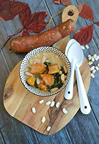 Ragout de haricots blancs épinards et patates douces rôties au four #vég