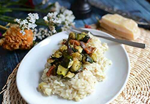 Risotto courgettes rôties et tomates confites #végétarien