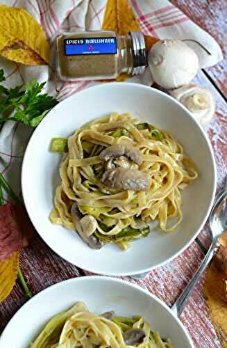 Ona pan pasta poireaux champignons et épices #végétarien