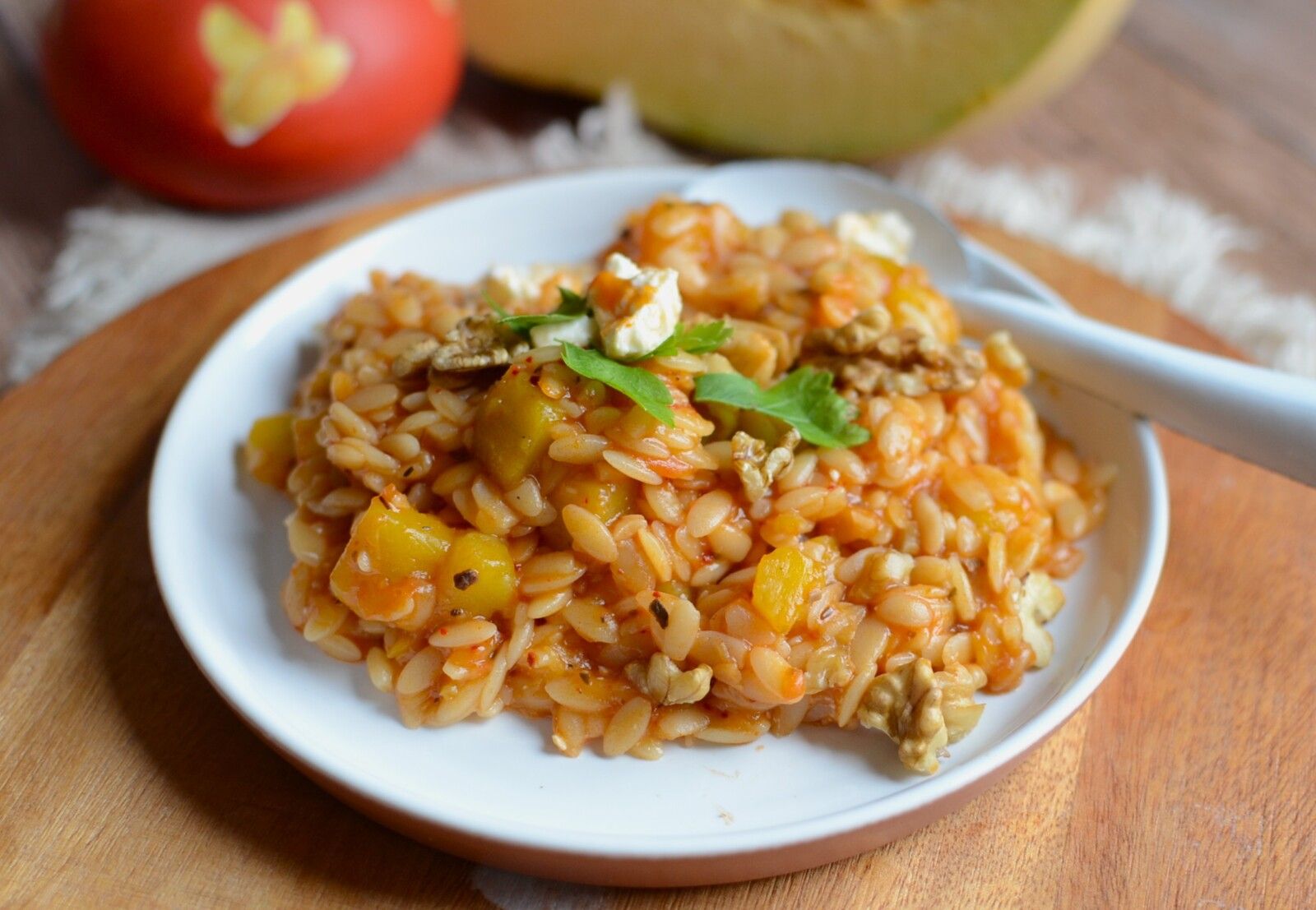 Risini à la courge, féta et noix #végétarien