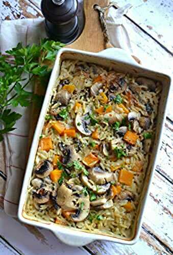 One pan orzo champignons butternut #végétarien