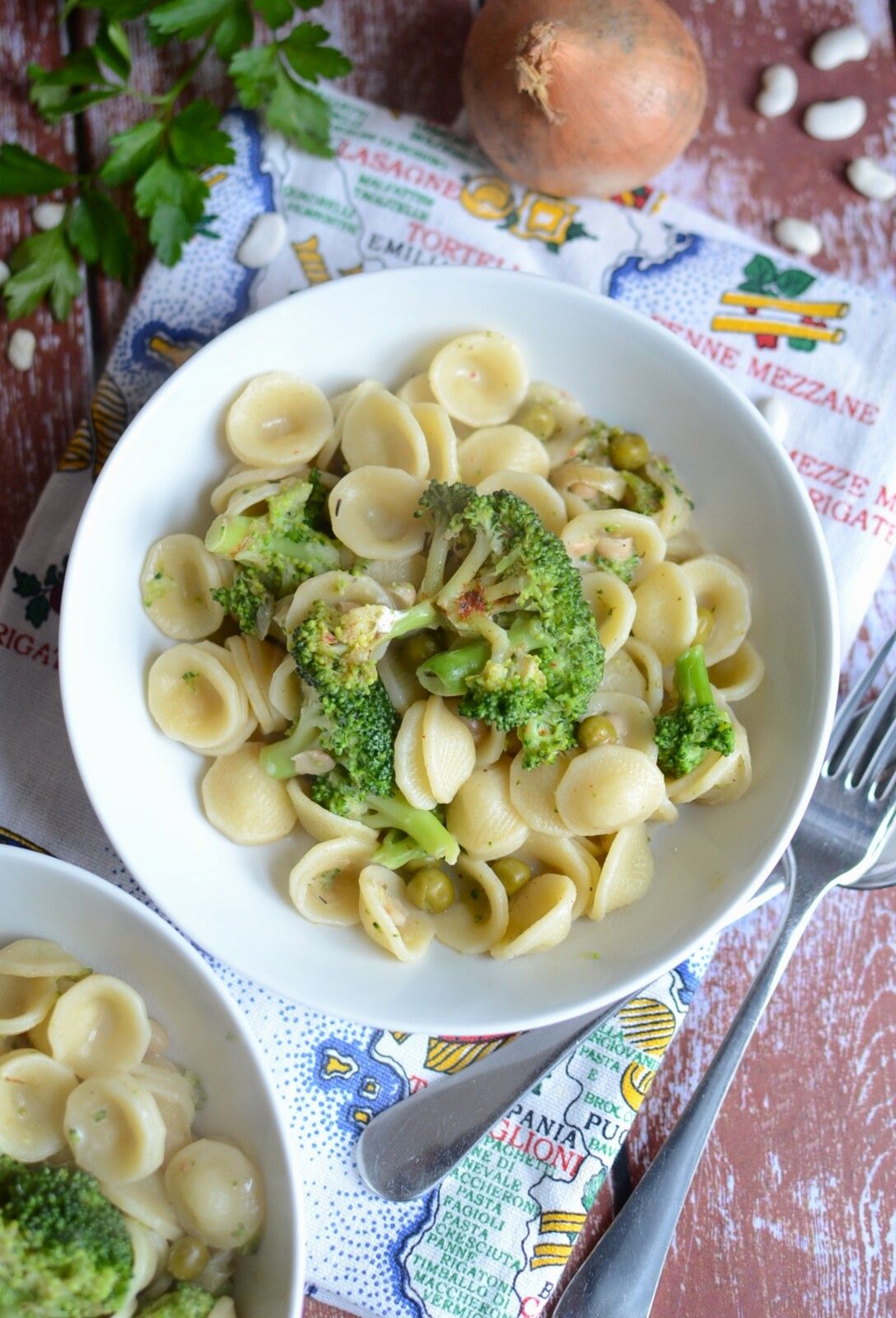 Pâtes brocoli petits pois et haricots blancs #végétarien