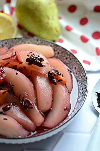 Poires au sirop hibiscus badiane citron