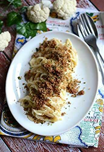 Spaghetti crème de chou fleur et chapelure croustillante #végétarien