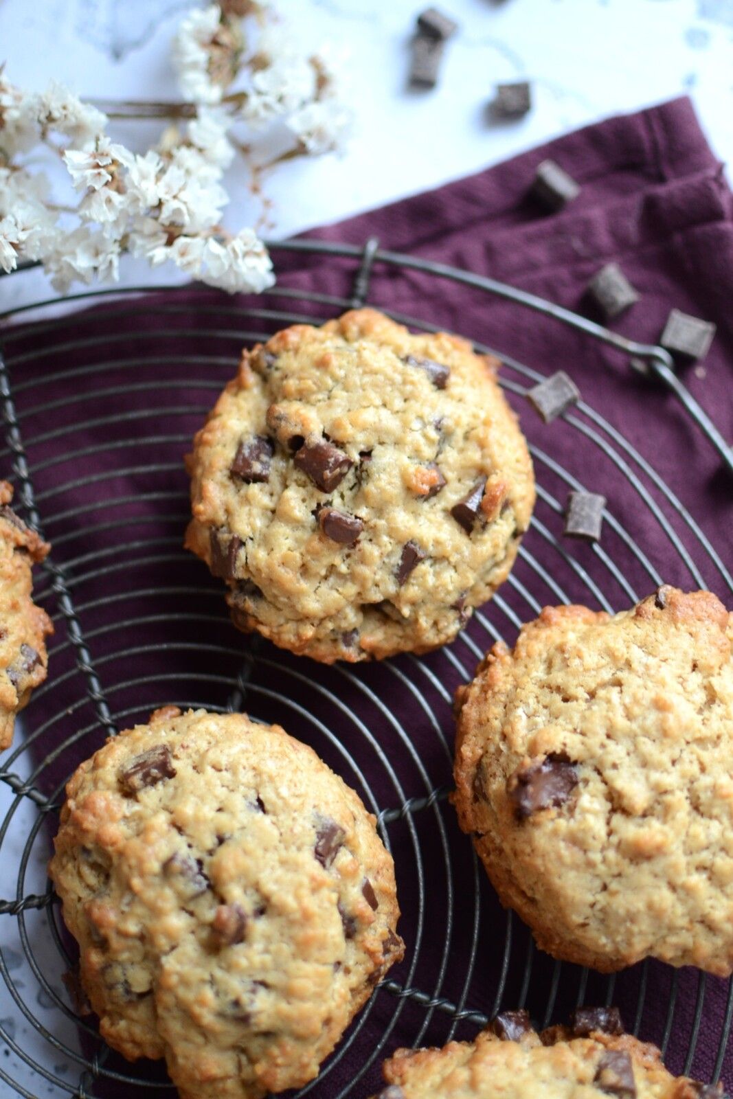Cookies banane flocons d'avoine et chocolat