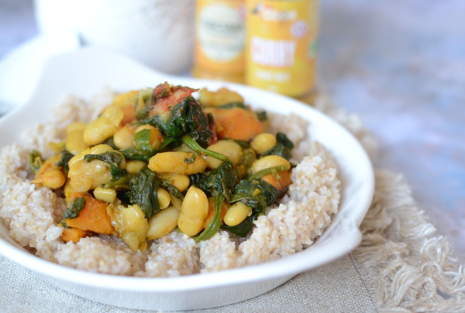 Mijoté de haricots blancs épinards et patate douce  #vég