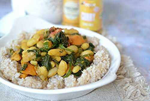 Mijoté de haricots blancs épinards et patate douce  #vég