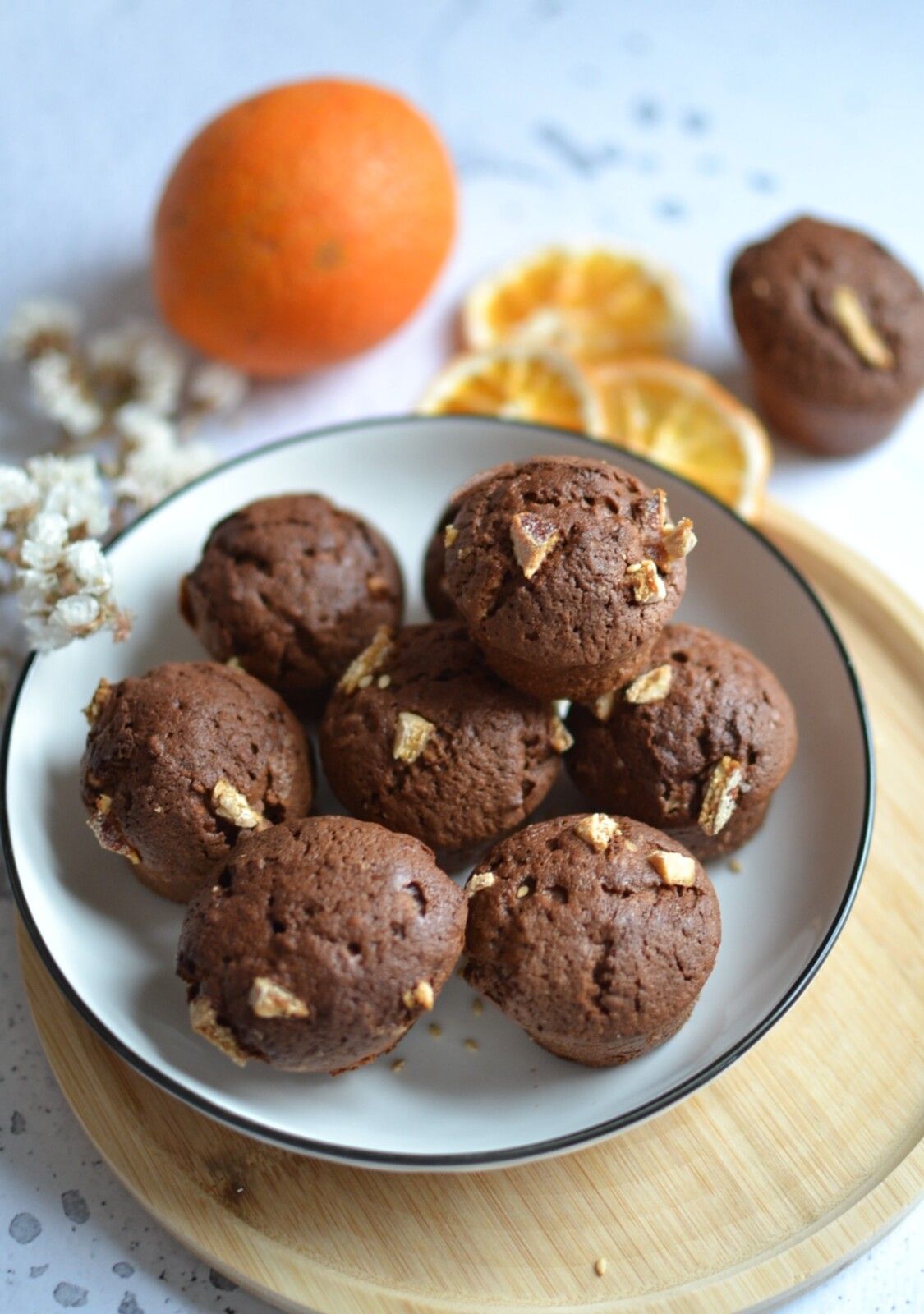 Mini muffins chocolat sésame et orange confite