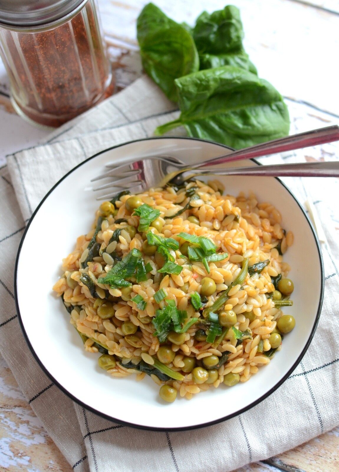 Risini épinards petits pois #végétarien