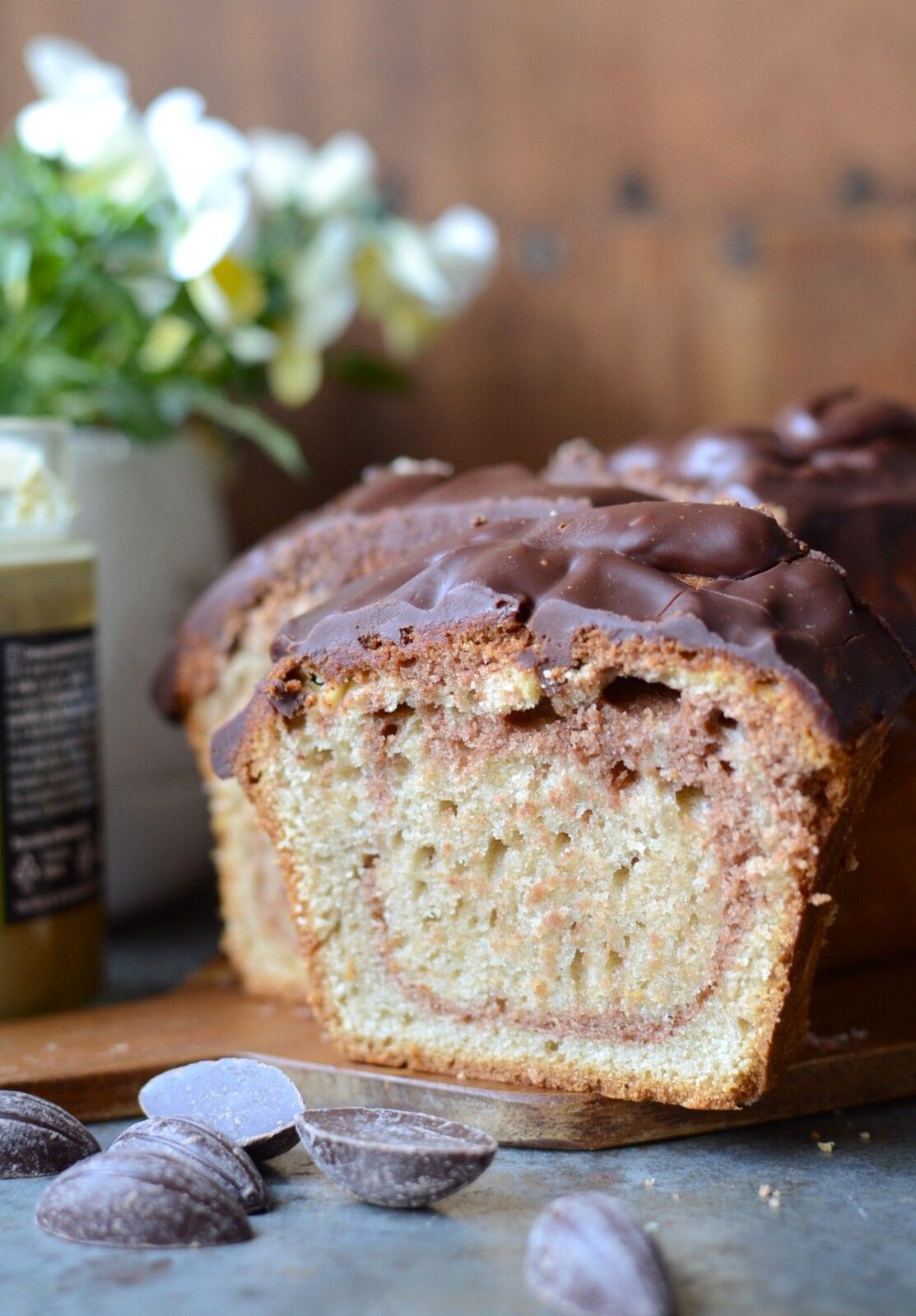 Cake marbré chocolat pistache