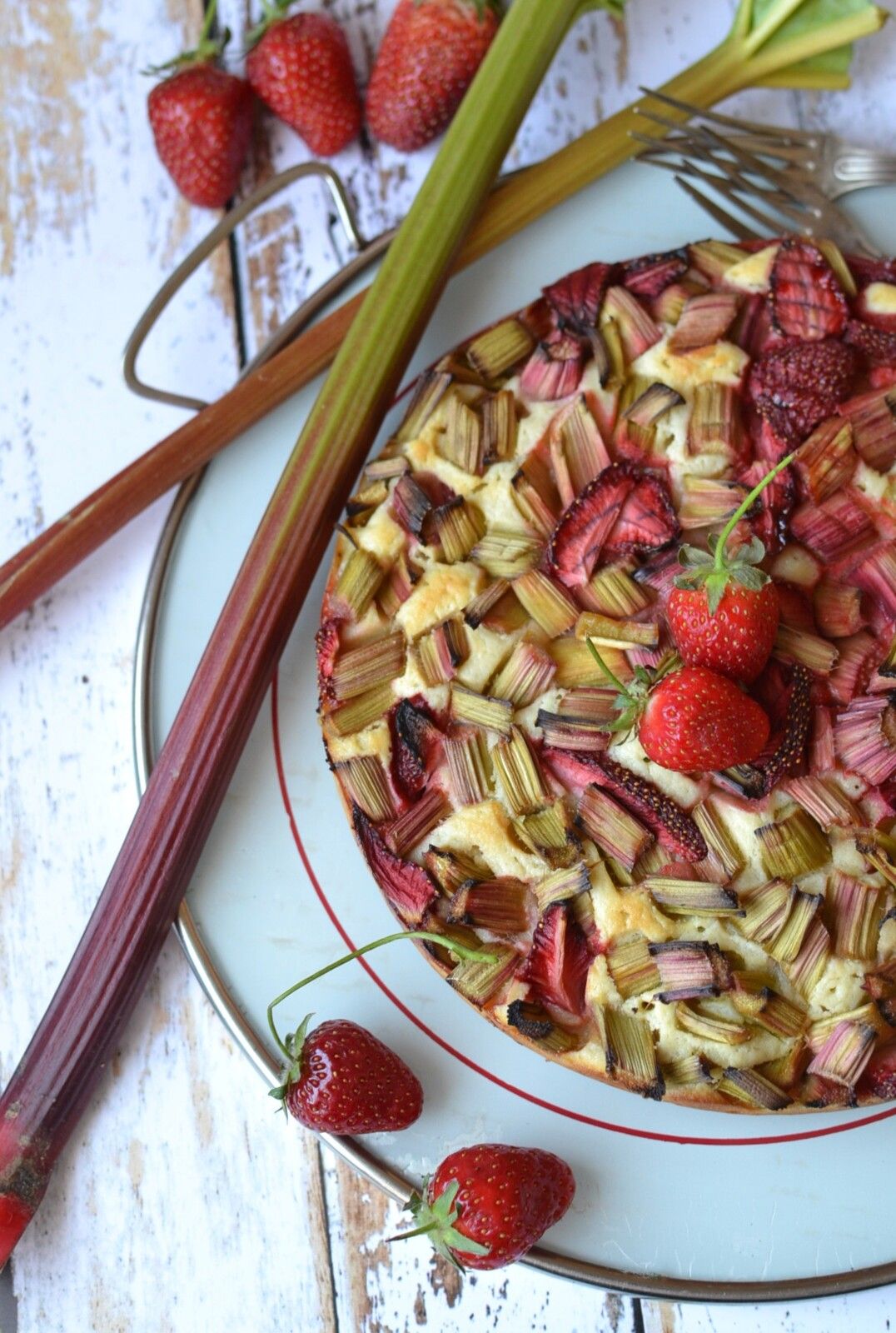 Gâteau rhubarbe fraises