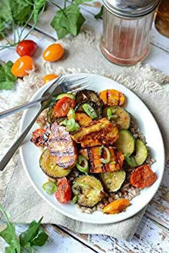 Halloumi grillé épeautre et courgettes #végétarien