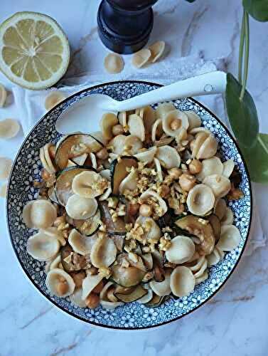 Pâtes courgette, pois chiches et citron #végétarien