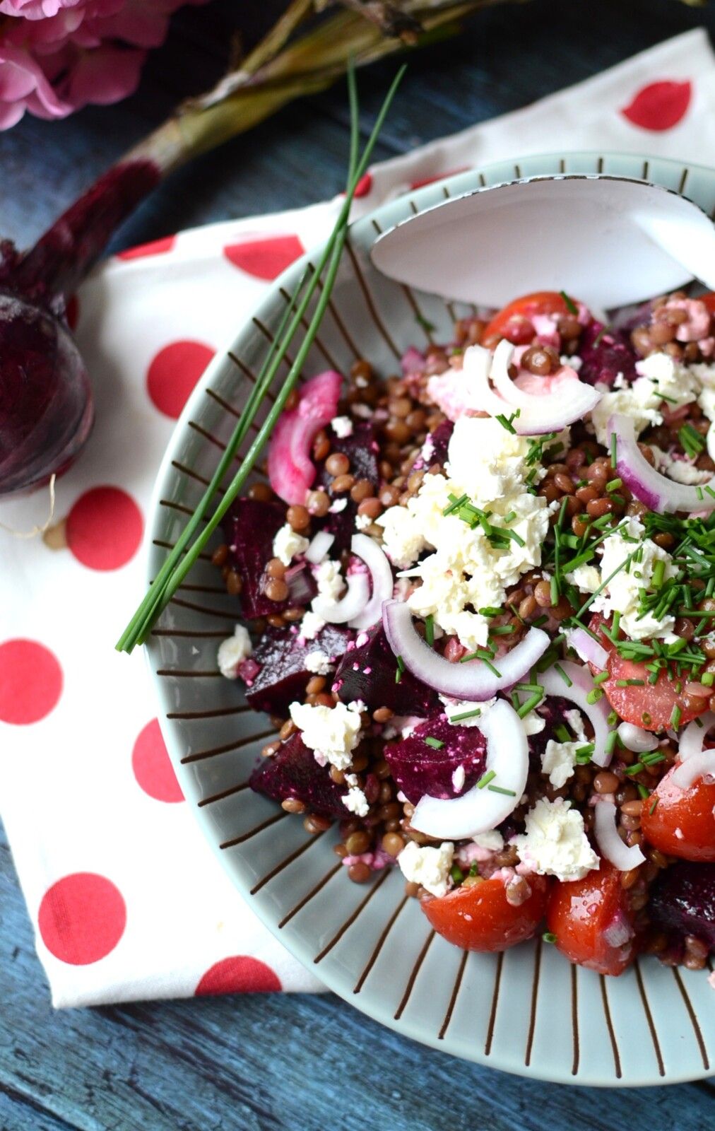 Salade de lentilles, betteraves, féta #végétarien
