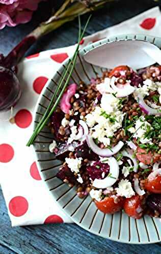 Salade de lentilles, betteraves, féta #végétarien