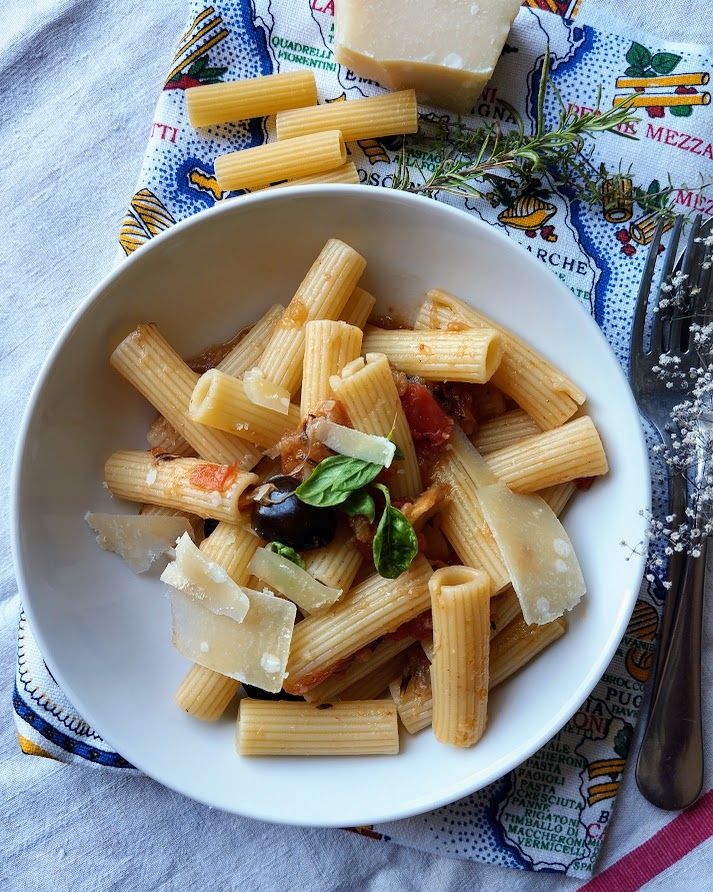 Pâtes aubergine et tomates #végétarien