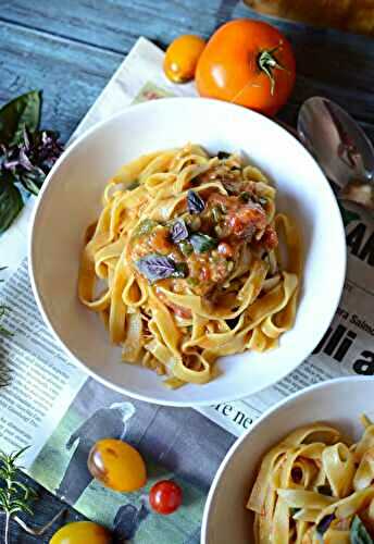 One pan pasta courgette tomates #recette virale