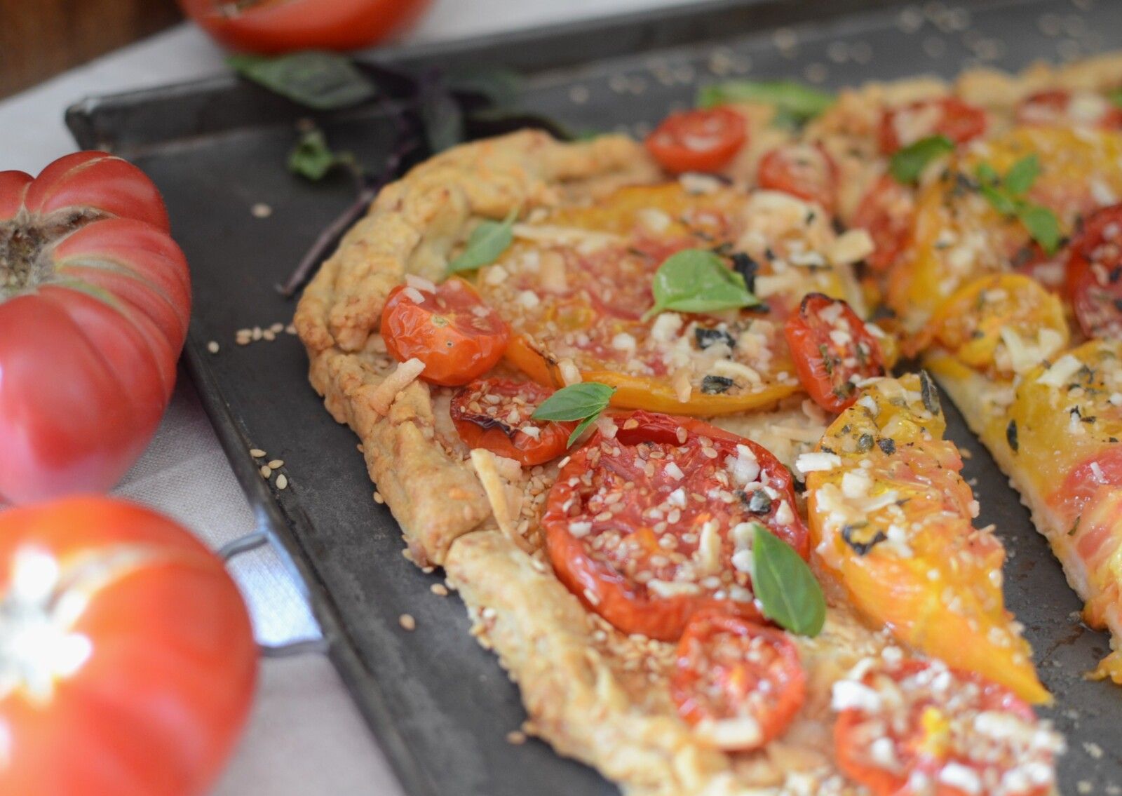 Tarte tomates, pécorino et sésame #végétarien