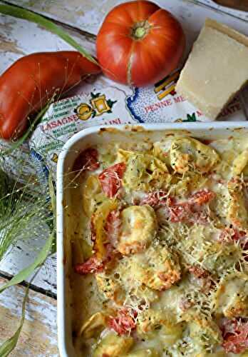 Gratin de ravioli béchamel et tomates #végétarien