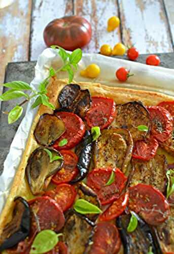 Tarte à l'aubergine confite et tomates #végétarien