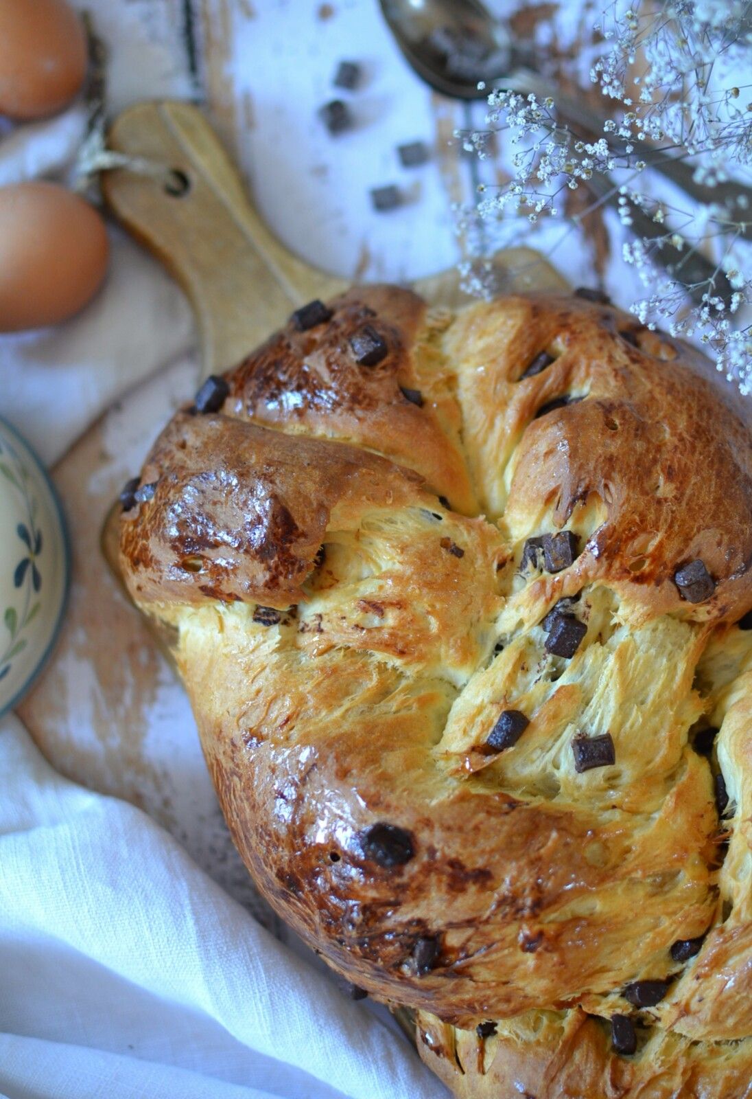 Brioche tressée aux pépites de chocolat