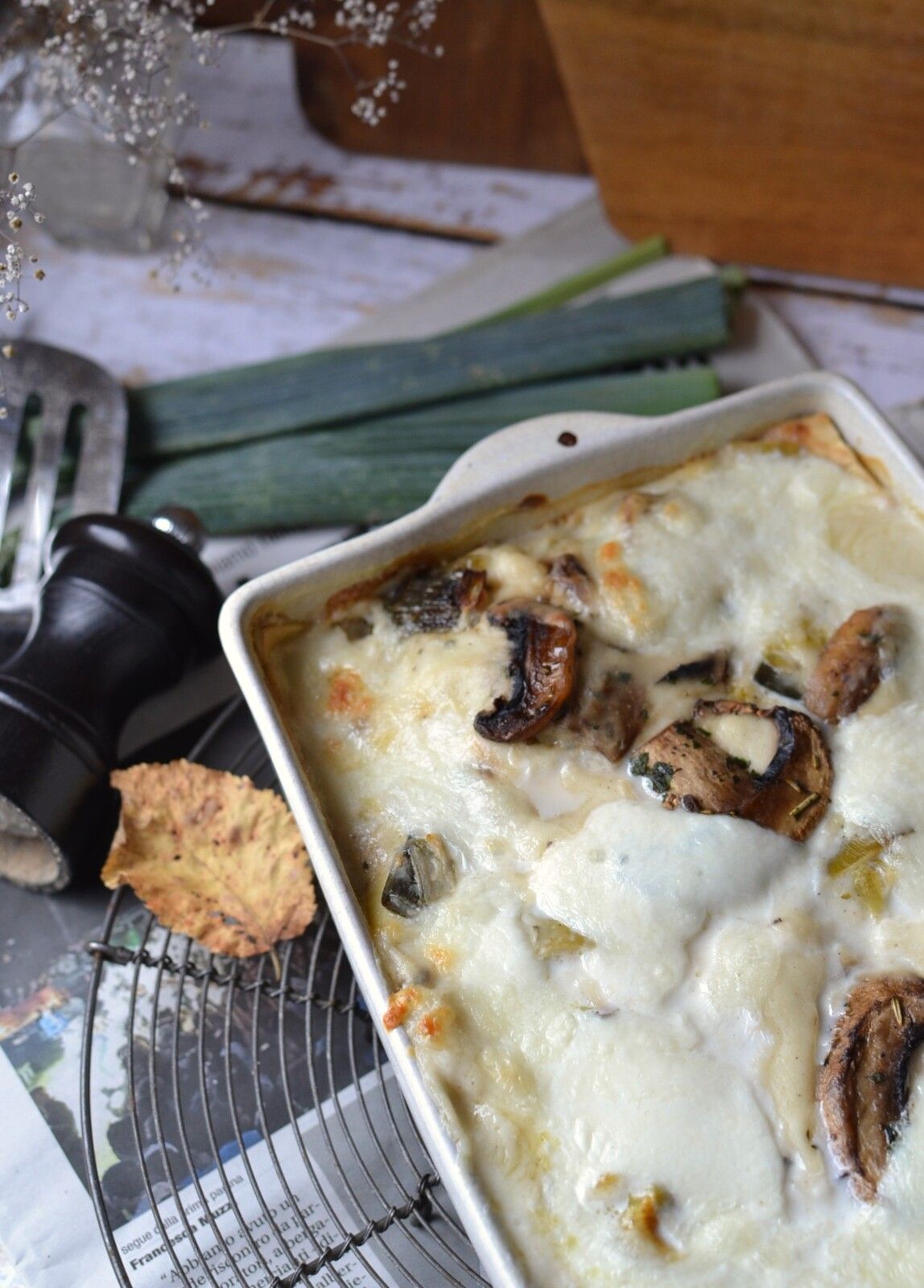 Lasagne poireaux champignons #végétarien